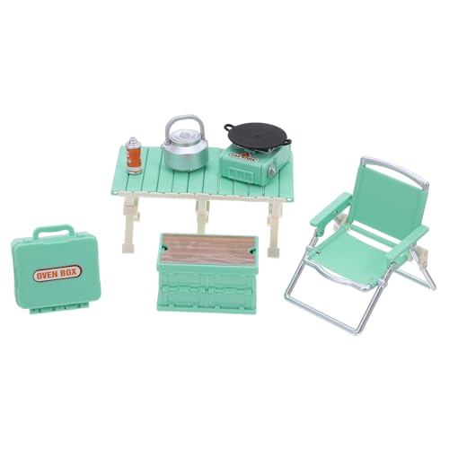 Beaupretty Miniatur Camping Spielset für Klappbarem Tisch Gasherd Teekessel Grill und Stühlen Stabiles Leichtes DIY Puppenhaus Zubehör für Kreatives Rollenspiel und Outdoor Küche von Beaupretty