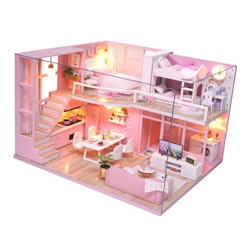 Beaupretty Miniatur DIY Haus Bausatz Kreatives Holzhaus Selbermachen Handliches Puppenhaus Modell für Familien und Freunde Sicheres Bastelset für Fantasievolles Rollenspiel und von Beaupretty