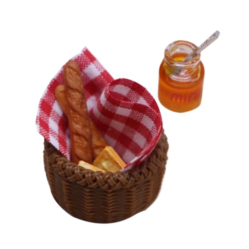 Beaupretty Miniatur Frühstückskorb Set mit Zubehör Puppenhaus Küchenzubehör Multifunktionaler Miniatur Brotkorb für Dekoration Leicht Langlebig Kreativitätsfördernd von Beaupretty