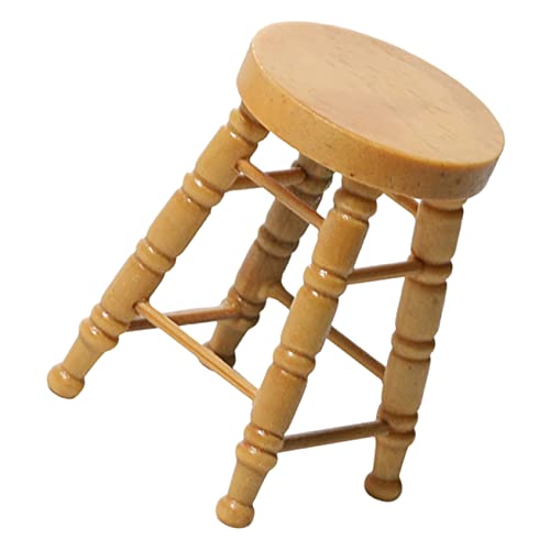 Beaupretty Miniatur Holz Hocker Rund Handgefertigtes Miniaturmöbel für Puppenhaus Detailgetreuer Miniaturstuhl für Bastelprojekte Stabiles Design Geeignet als Puppenhaus Dekoration und von Beaupretty