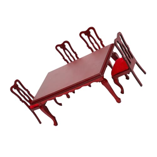 Beaupretty Miniatur Holz Puppenhausmöbel Tisch Stühle Kinderküche Kreatives Hand Auge Koordinationstraining Kompaktes Design Robust und Langlebig von Beaupretty