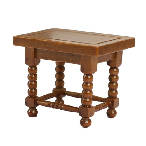 Beaupretty Miniatur Holz Teetisch Modell Klassischer Europäischer Stil Robustes Möbelstück für Puppenhaus Verschleißfest Glatte Kanten als Mini Haus Dekoration und Foto Requisite von Beaupretty