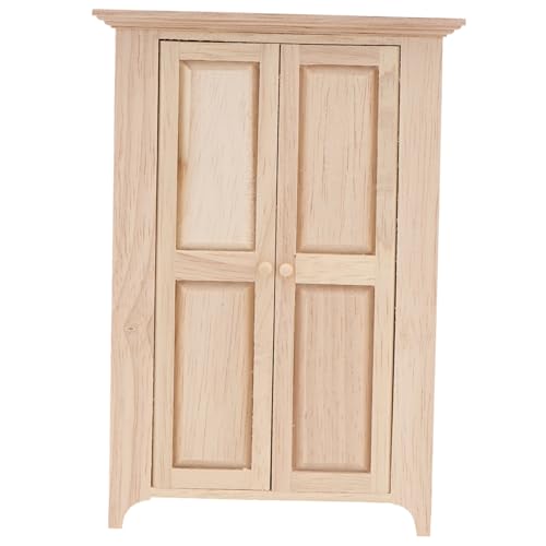 Beaupretty Miniatur Holzschrank aus Eiche Detailreiches Puppenhaus Möbel Dekoratives Miniaturmöbel Kleines Aufbewahrungsregal für Puppenhaus Zubehör Lebensechtes Modell für Kinderzimmer von Beaupretty