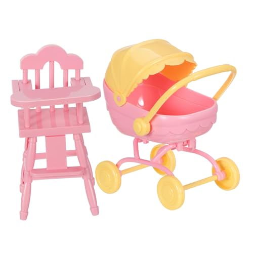Beaupretty Miniatur Kinderwagen für Puppen Leichter Puppenwagen mit Hochstuhl Tragbar für Unterwegs und Kreatives Fördert die Motorik von Kleinkindern von Beaupretty