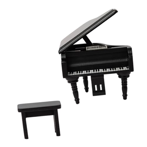 Beaupretty Miniatur Klavier Modell aus Holz Puppenhaus Möbel Dekoration Miniatur Flügel Ornament Robust Detailreich Schwarz für Mini Haus und Puppenhaus Zubehör von Beaupretty