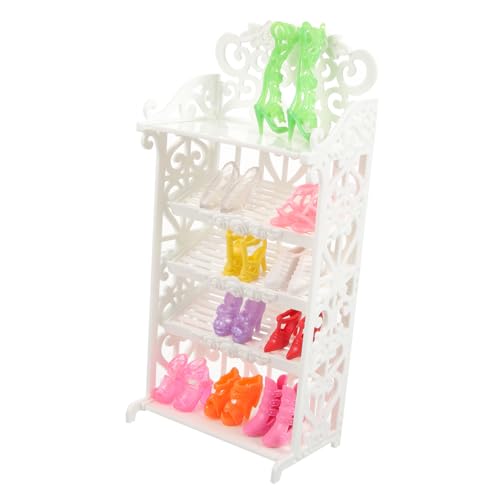 Beaupretty Miniatur Kunststoff Schuhschrank für Puppenhaus Stabiles Mini Plastik Möbel mit Schuhen Kreativer Schuhständer für Puppenzimmer Dekoratives Aufbewahrungsregal für Puppenzubehör von Beaupretty