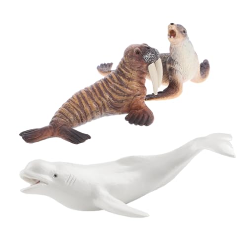 Beaupretty Miniatur Meerestiere Figuren Handbemalte Seelöwe Walross Beluga Modelle Pädagogisches für Jungen Mädchen Vielseitig für Unterwasser Dekoration und Diorama von Beaupretty