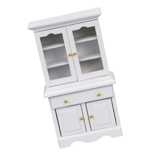 Beaupretty Miniatur Möbelmodell Imitation Bücherregal für Puppenhaus Weißer Mini Schrank mit Feiner Verarbeitung für Mini Haus Dekoration Lebensnahe Details für Kreative Szenen von Beaupretty