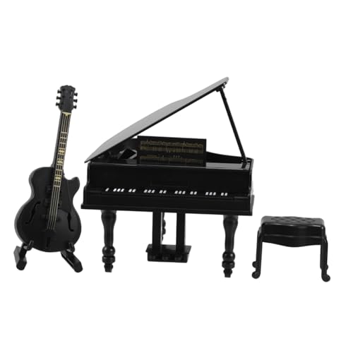 Beaupretty Miniatur Musikinstrument Set aus Realistische Puppenhaus Dekoration mit Schwarzem Flügelklavier und Gitarre Detailgetreues Modell für Sammler und Musikliebhaber von Beaupretty