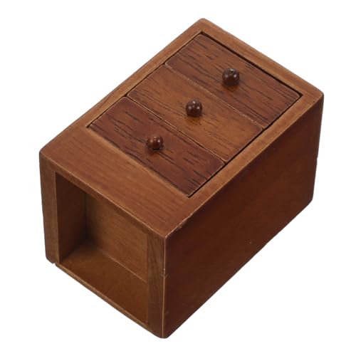 Beaupretty Miniatur Nachttisch aus Massivem Gummibaumholz Kommode in Kastanienbraun Stabiles Puppenhaus Möbel für Schlafzimmer Dekoration Platzsparendes Design von Beaupretty