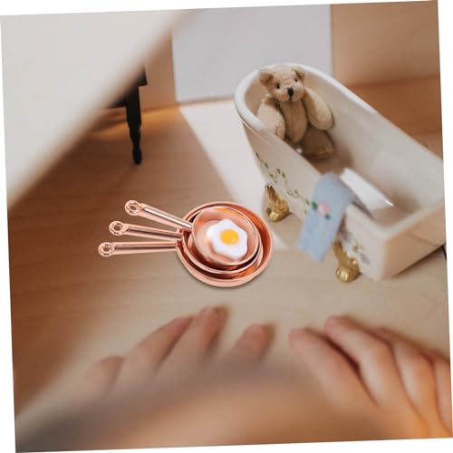 Beaupretty Miniatur Pfanne Teilig Roségold Metall Miniaturküche Kochgeschirr Puppenhaus Deko Zubehör Robust Leicht Realistisch für Kinderzimmer DIY Miniszene von Beaupretty