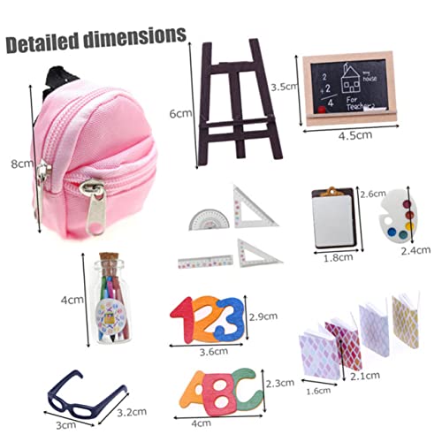 Beaupretty Miniatur Puppen Rucksack Set Mini Schultasche aus Leichte Puppenhaus Schulzubehör Dekorative Miniaturen für Puppenhaus Langlebig und Waschbar für Rollenspiel und Deko von Beaupretty