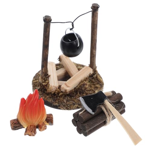 Beaupretty Miniatur Puppenhaus Camping Zubehör Teiliges Vintage Hängender Ofen mit Mini Retro Feuerholz Miniatur Axt für DIY Puppenhaus Landschaft Dekoration von Beaupretty