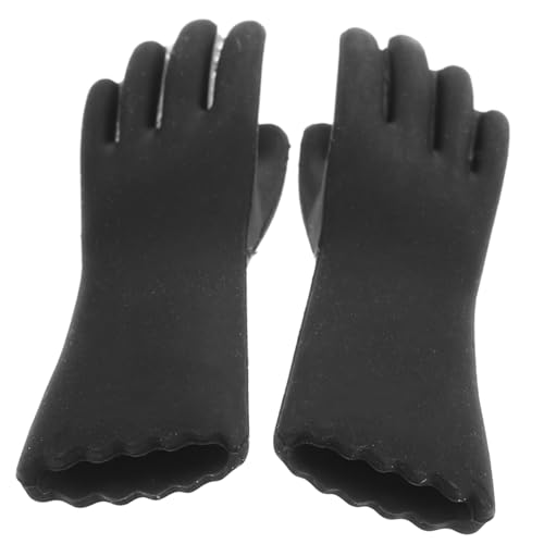 Beaupretty Miniatur Puppenhaus Handschuhe aus Kunststoff Realistische Mini Küchenreinigungshandschuhe Detailgetreue Puppenhaus Accessoires Schwarze Mini Gartenhandschuhe von Beaupretty