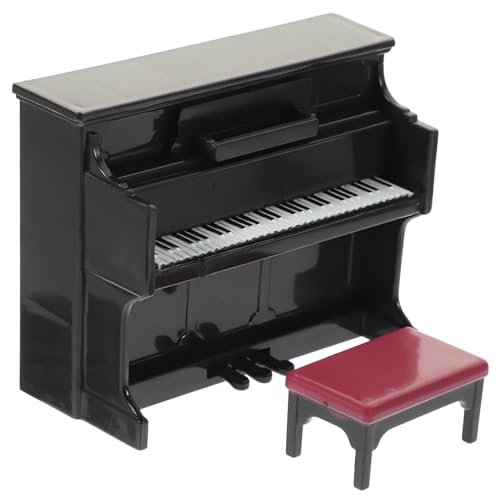 Beaupretty Miniatur Puppenhaus Klavier Modell Mini Upright Klavier mit Hocker und Noten Dekoratives Puppenmöbel Glatte Oberfläche für Miniatur Dioramen Fotorequisiten und DIY Landschaften von Beaupretty