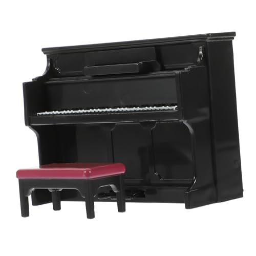 Beaupretty Miniatur Puppenhaus Klavier Modell Teiliges Mini Upright Piano mit Hocker und Notenständer Realistische Puppenmöbel Dekoration für DIY Mikro Szene und Fotorequisiten von Beaupretty