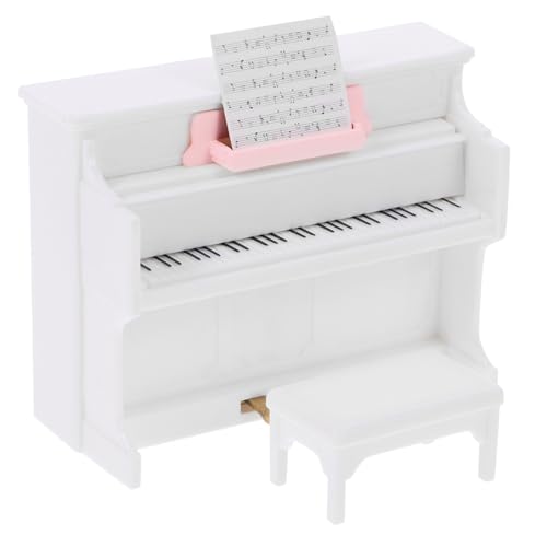 Beaupretty Miniatur Puppenhaus Klavier Modell mit Hocker Weißes DIY Musikinstrument Puppenhaus Zubehör Glatte Oberfläche Wiederverwendbar Dekorativer Foto Requisite für Mini Haus Szenen von Beaupretty