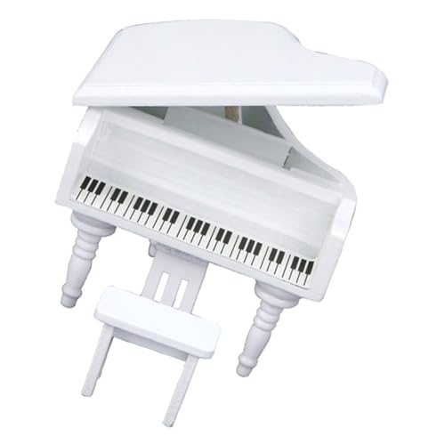 Beaupretty Miniatur Puppenhaus Klavier Weiß Realistisches Mini Holz Piano Ornament Langlebiges Miniaturspielzeug für Dekoratives Mini Musikinstrument für Puppenhaus Zubehör von Beaupretty