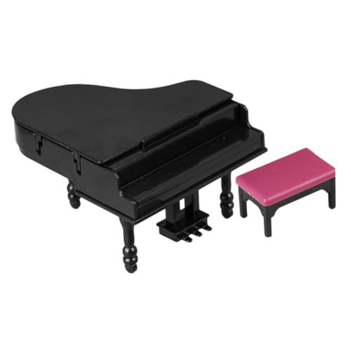 Beaupretty Miniatur Puppenhaus Klavier mit Stuhl Vintage Miniaturpiano und Miniaturmöbel Dekoratives Musik Instrument Modell für Puppenhaus Zubehör und Mini Haus Accessoires von Beaupretty