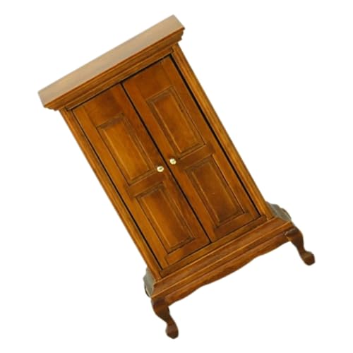 Beaupretty Miniatur Puppenhaus Kleiderschrank Doppeltür Holzschrank Vintage Stil Robustes Material Geräumig für Wohnkultur DIY Bastelprojekte und Modellkollektionen von Beaupretty