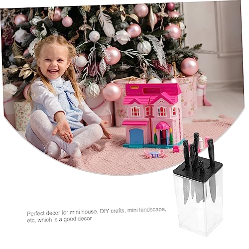 Beaupretty Miniatur Puppenhaus Küchenutensilien Transparent mit Schwarzem Messerhalter Glatte Kanten Dekoratives Kochgeschirr Zubehör für Puppenhaus Deko und Fotorequisiten Miniatur von Beaupretty