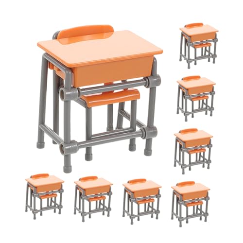 Beaupretty Miniatur Puppenhaus Schulmöbel Set Klassenzimmer Möbelset mit Tisch und Stühlen Realistische Puppenmöbel für Rollenspiele und Kreative Schul-szenarien von Beaupretty