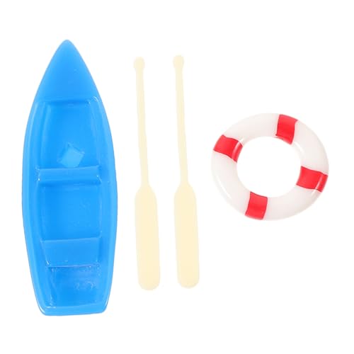 Beaupretty Miniatur Strandboot Deko Teilig mit Rettungsring und Paddel Kleine Resin Ornamente für DIY Mikrolandschaft Puppenhaus und Gartendekoration Leicht und Sicher von Beaupretty