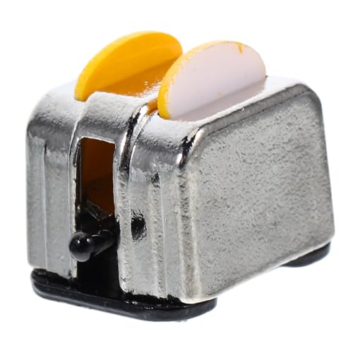 Beaupretty Miniatur Toaster Modell mit Zwei Brotscheiben Langlebiges Zinklegierung Küchenzubehör für Puppenhaus Dekoration Stabiles Geruchsfreies Mini Küchenhaus Ornament von Beaupretty