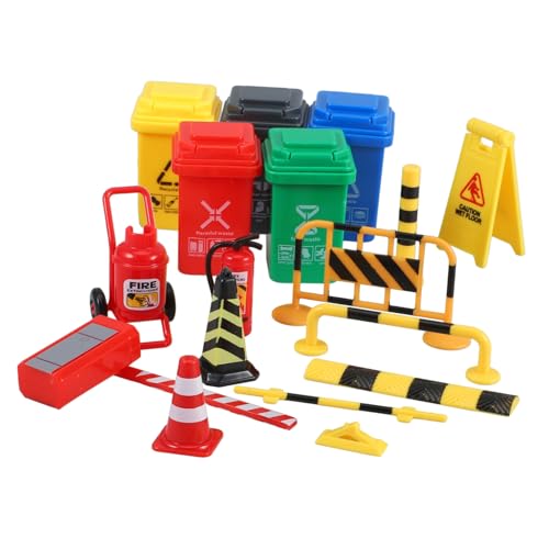 Beaupretty Miniatur Verkehrsabsperrungen Spielset Realistische Straßenverkehrsschilder und Baustellenabsperrungen Pädagogisches Verkehrssicherheitsspielzeug für Fördert Kreativität und von Beaupretty