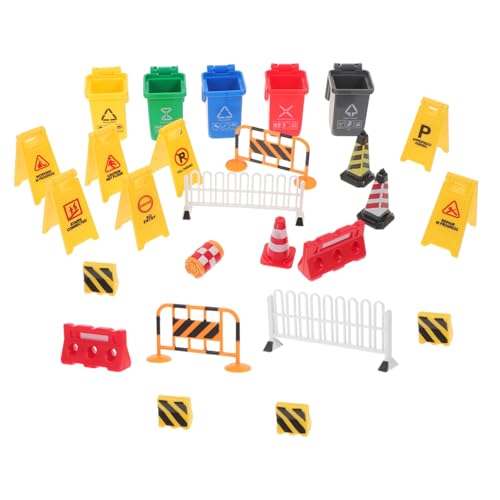Beaupretty Miniatur Verkehrsbarrieren Verkehrsschilder Baustelle Modellspielzeug Kreatives Lernspielzeug für Verkehrssicherheit und Problemlösung von Beaupretty
