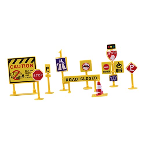 Beaupretty Miniatur Verkehrszeichen Teilig Leichtes Verkehrsbarrieren für Pädagogisches Straßenschild Nachahmungsspiel Kombinierbar mit Baufahrzeugen Fördert Verkehrssicherheit und Eltern von Beaupretty