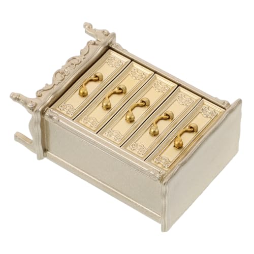 Beaupretty Miniatur Vintage Kommode mit Schubladen Stabiles Kunststoff-Dollhouse Möbel für Puppenhaus Detailreiche Dekoration Pretend Play und Wohnraumgestaltung von Beaupretty