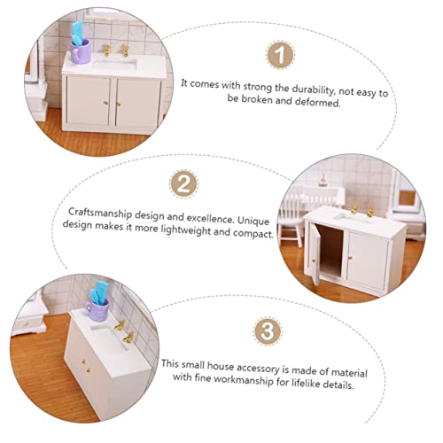Beaupretty Miniatur Waschbecken Modell Kleines Puppenhaus Möbel Realistischer Waschtisch für Badezimmer Verarbeitung Weiß Dekoratives Mini Zubehör von Beaupretty