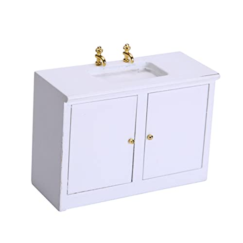 Beaupretty Miniatur Waschbecken mit Unterschrank für Puppenhaus Kleines Badezimmer Möbel Zubehör Detailgetreues Kreatives Mini Haus Accessoire Weiß Dekoratives Modell für DIY und Sammeln von Beaupretty