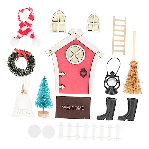 Beaupretty Miniatur Weihnachtsdeko Puppenhaus DIY Szene Weihnachten Bastelset Weihnachtsdekoration Tür Hinstellen Weihnachtsatmosphäre von Beaupretty