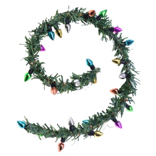 Beaupretty Miniatur Weihnachtsgirlande mit Lichtern Realistisch Geflochtene Mini Kränze Puppenhaus Dekoration Festliche Lichterkette Vielseitiges Zubehör für Puppenhaus und Bastelmöbel von Beaupretty