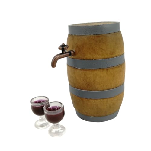 Beaupretty Miniatur Weinfass Set Dekorative Weinbar für Zuhause Restaurant und Partys mit und Weingläsern Realistische Deko für Mini Küchen und Bars von Beaupretty