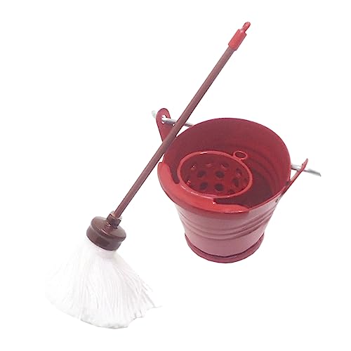 Beaupretty Miniatur Wischmopp Set mit Eimer Realistisch Gestaltetes Puppenhaus Zubehör Langlebiges Mini Reinigungswerkzeug für Puppenhaus Dekoration DIY Mikro Landschaft Vielseitig von Beaupretty