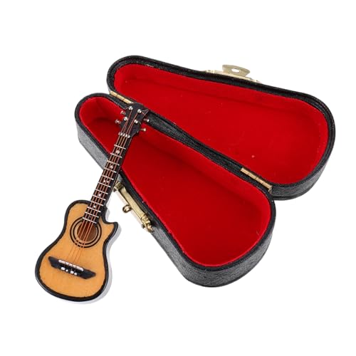 Beaupretty Miniatur mit Ständer und Koffer Detailgetreues Mini Gitarrenmodell Langlebiges Desktop Ornament für Musiker und Geschenkideen von Beaupretty