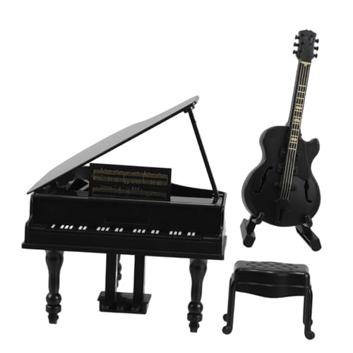 Beaupretty Miniatur musikinstrumente Set Piano und Gitarre Puppenhaus Zubehör Deko Ornament für Raum Detailgetreue Miniaturmöbel für Musikalische Atmosphäre von Beaupretty