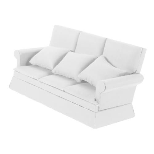 Beaupretty Miniatursofa mit Kissen Puppenhaus Wohnzimmermöbel Sitzer Mini Sofa aus Robustem Material Detailreiche Miniaturmöbel für Puppenhaus Wohnzimmer Spiel und Dekorationszubehör von Beaupretty