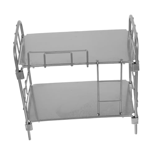 Beaupretty Modellbett für Puppenhaus Doppellagiges Silbernes Zubehör für Kreatives Spiel und Imaginative Geschichten von Beaupretty
