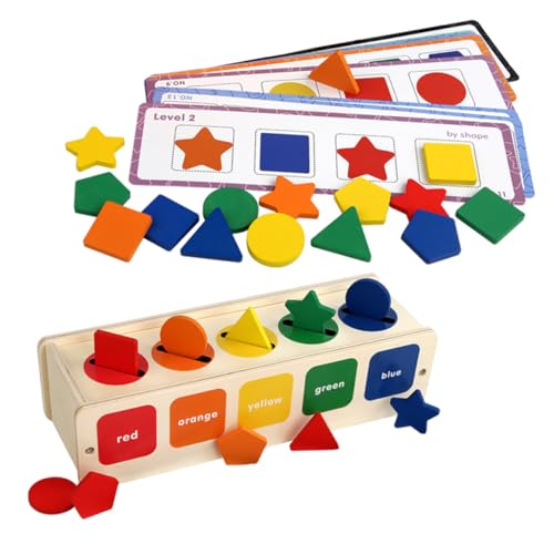 Beaupretty Montessori Formensortierer Holzspielzeug für Sensorisches Lernspielzeug Motorik Farberkennung Kreatives Activity für Jungen und Mädchen von Beaupretty
