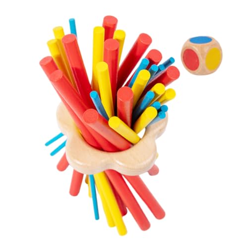 Beaupretty Montessori Holz Balance Spiel für Buntes Geschicklichkeitsspiel Hand Auge Koordination Geduld und Farbzuordnung Familienspiel für Jungen und Mädchen von Beaupretty