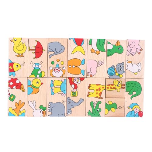 Beaupretty Montessori Holz Domino Tierpuzzle Lernspielzeug Buntes Steckspiel für Jungen Mädchen zur Frühförderung und Motorischen Entwicklung von Beaupretty