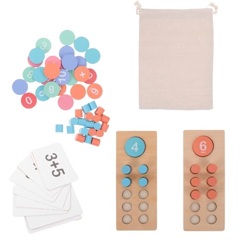 Beaupretty Montessori Holzzählspielzeug für Buntes Lernspiel mit Robusten Holzperlen Interaktives Mathe Lernspielzeug für Addition und Subtraktion Pädagogisches Zählbrett für Kleinkinder von Beaupretty