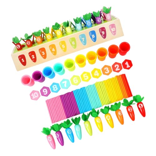 Beaupretty Montessori Lernspielzeug Karotten Zahlen Sortierspiel Holzspielzeug für Kleinkinder Ab Jahre Fördert Feinmotorik und Kognitive Entwicklung Sicheres Pädagogisches für Vorschule von Beaupretty