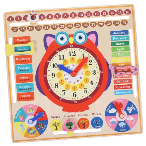 Beaupretty Multifunktionales Holzlernspielzeug Kinderuhr mit Buntem Zahlen Design Fördert und Farbverständnis Sichere Glatte Kanten zur Frühen und Kalenderekognition von Beaupretty
