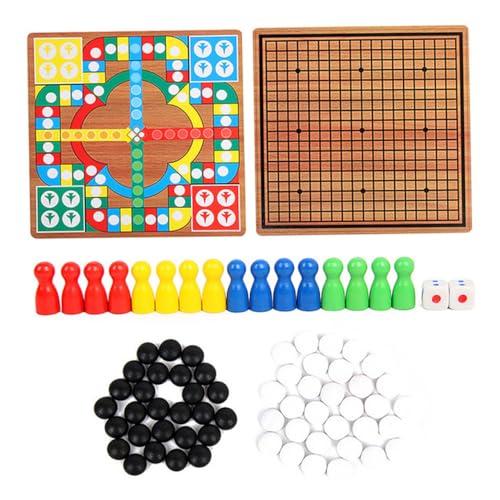Beaupretty Multifunktionales Holzspielbrett Spieleset mit Fliegendem Schach und Fünf in Einer Reihe Spiel Teiliges Schachspiel mit Sicheren Glatten Holzfiguren Pädagogisches Familienspielzeug von Beaupretty