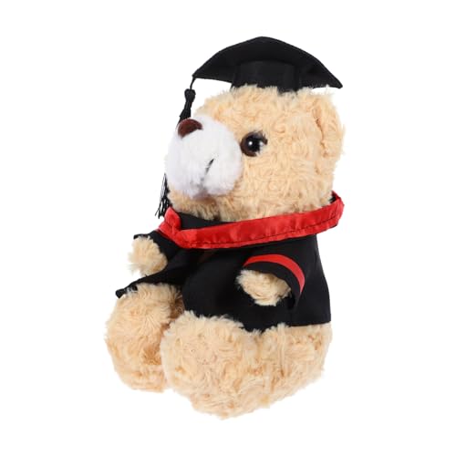 Beaupretty Niedlicher Plüsch Doktorbär mit Streifen Weiches Abschlussgeschenk Dekoratives Kuscheltier für Studenten Tischornament für Absolventen Liebevolles zur von Beaupretty